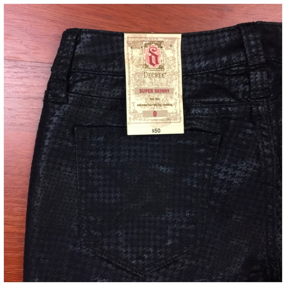 SALE Fabulous Denim Houndstooth Overlay DECREE Jeans Pant Size NWT
